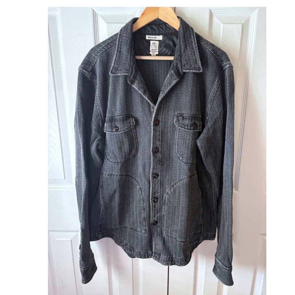 JACKET HIROSHI KATO Anvil Herringbone Dark Gray Wash Heavyweight Shirt Jacket XL